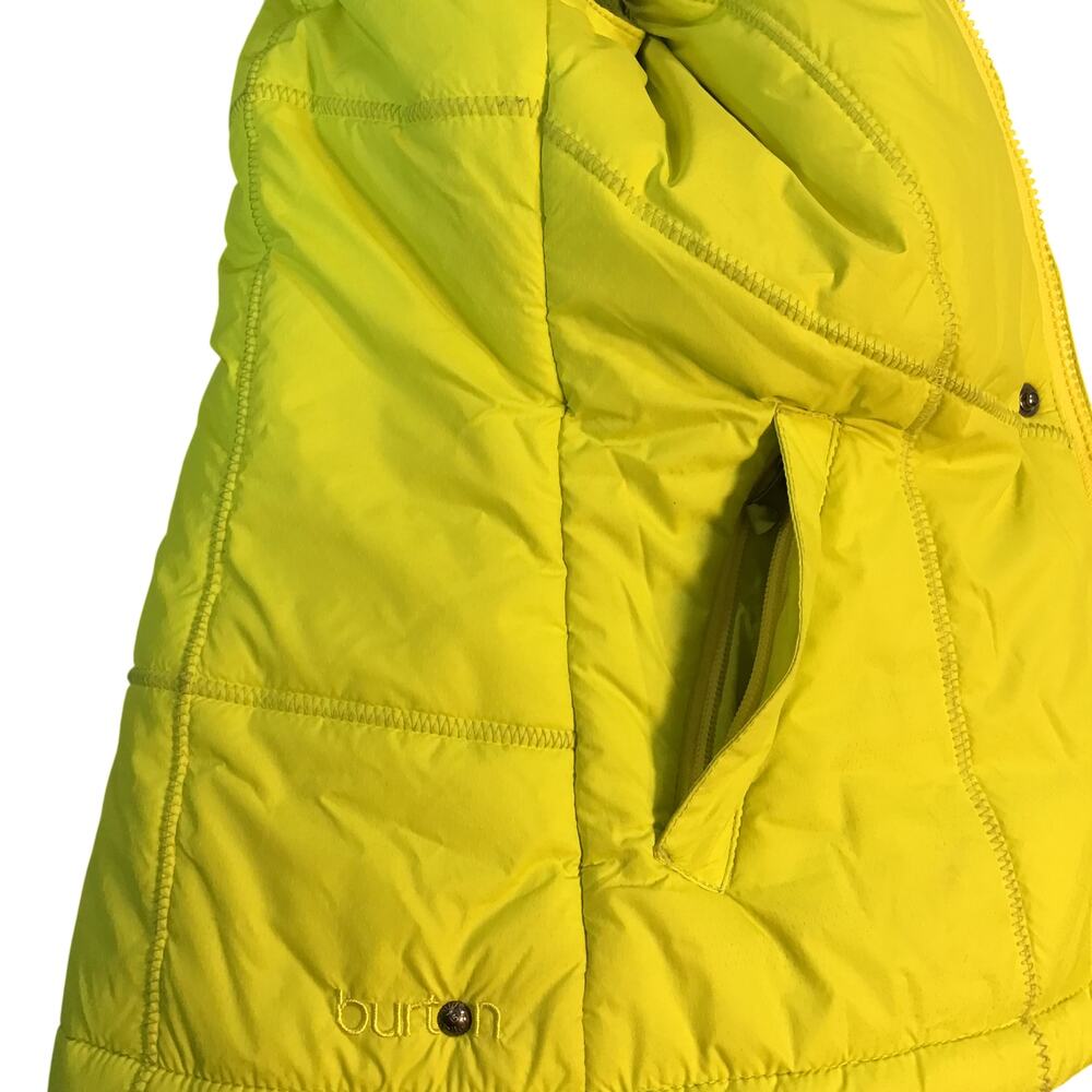 Burton Dryride Sly Puffy Vest Neon Yellow Women XS Snowboard Ski Hooded Gorpcore - Picture 9 of 11